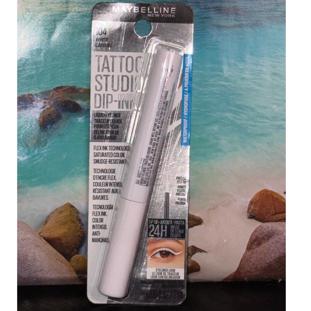 Maybelline Tattoo Studio Dip-Ink Liquid Eyeliner 104 White Canvas Waterproof New